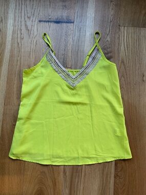 SHEIN Neon Yellow Beaded V-Neck Cami